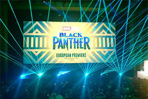 Spectacle laser à la première de Black Panther à Londres