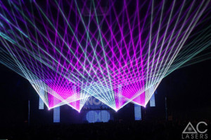 Spectacle laser au Global Gathering 2014, Warwickshire, Royaume-Uni