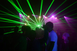 Spectacle laser au Mobile Club Sounds, janvier 2012