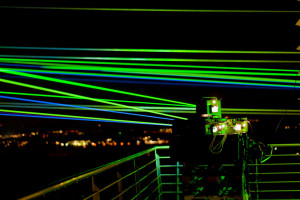 Laser beams over Lake Constance, Germany - December 2012